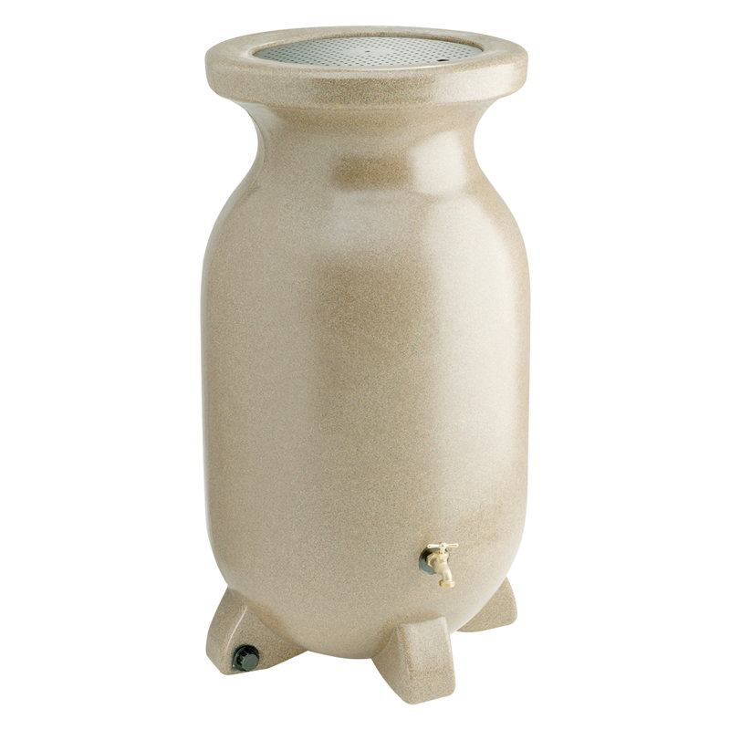 Sandstone-Look Beige 75-Gallon Plastic Rain Barrel