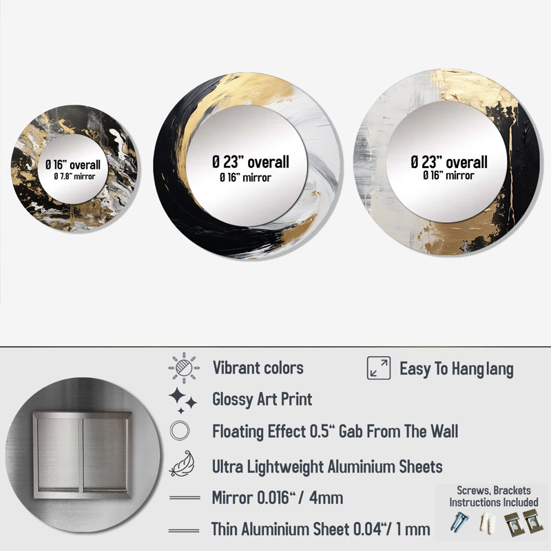 Ellicia Metal Round Mirror