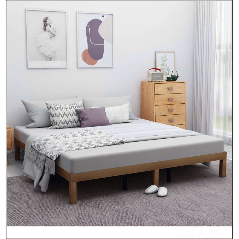 Structure de lit plateforme en bois grand format avec support de lattes solide, assemblage facile et aucun sommier tapissier requis pour un confort accru