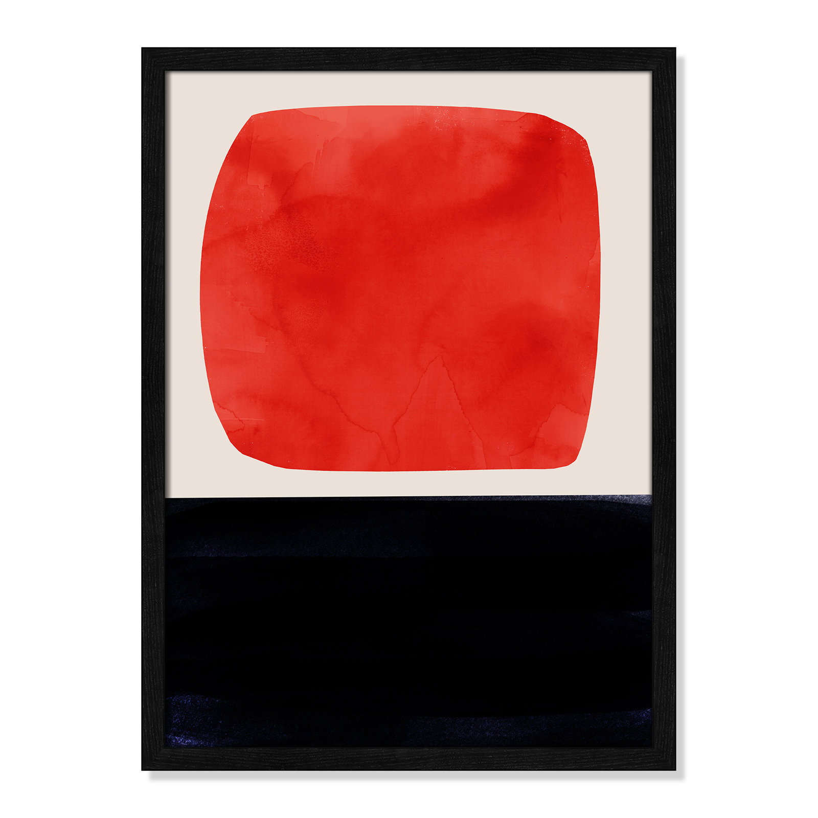 Boxed-Red by Aoibhne Hogan, Black Wood Grain Paper, 23" H x 17" W x 0.75" D