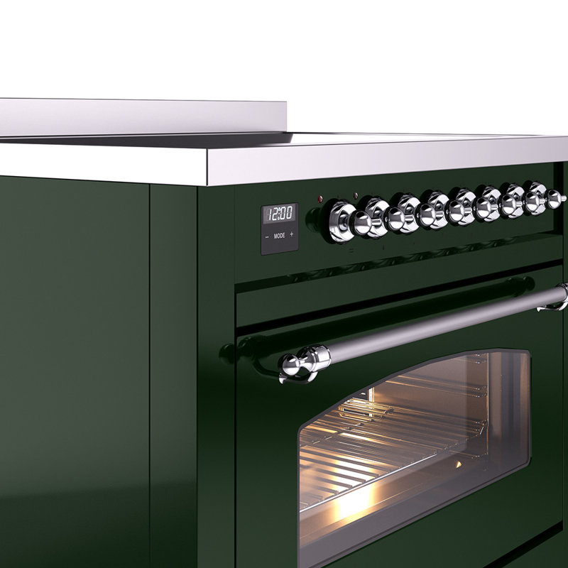 ILVE Nostalgie II Series 36 inch Induction Range with 6 Induction Elements (Glass Door), Emerald Green/Chrome
