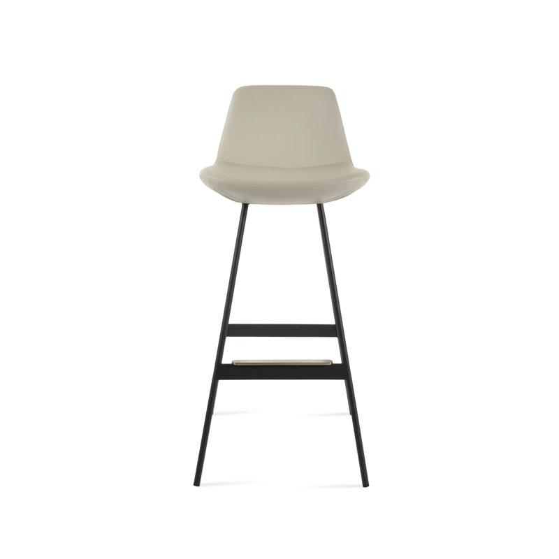 Tabouret Pera Balat, Noir, Similicuir crème en microfibres de polyester et d, Tabouret de bar (siège d'une hauteur de 29 po)