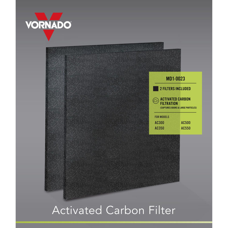 Vornado AC350/AC550 12 in H x 10 in W Rectangular HEPA Carbon Pre-Filter 2 Pack