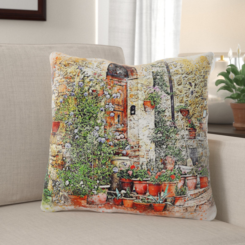 Outdoor Reversible Throw Pillow, Microsuede, Indoor