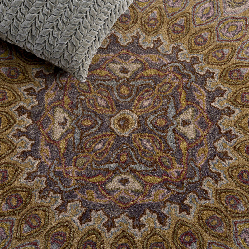 Tapis oriental en laine / coton / latex touffeté à la main Gideon en brun clair / gris, Rectangle 6 pi x 9 pi