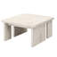 Table basse de salle à manger en forme de L, blanche, 123 x 58,5 cm et 90 x 80 cm détachables, style bois, dimensions en L, idéale pour les repas en plein air ou le jardin, facile d'entretien.