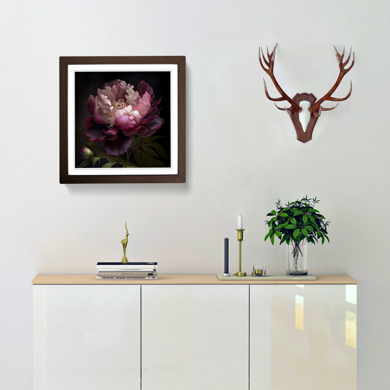 Peony Flower - Framed Print, Walnut
