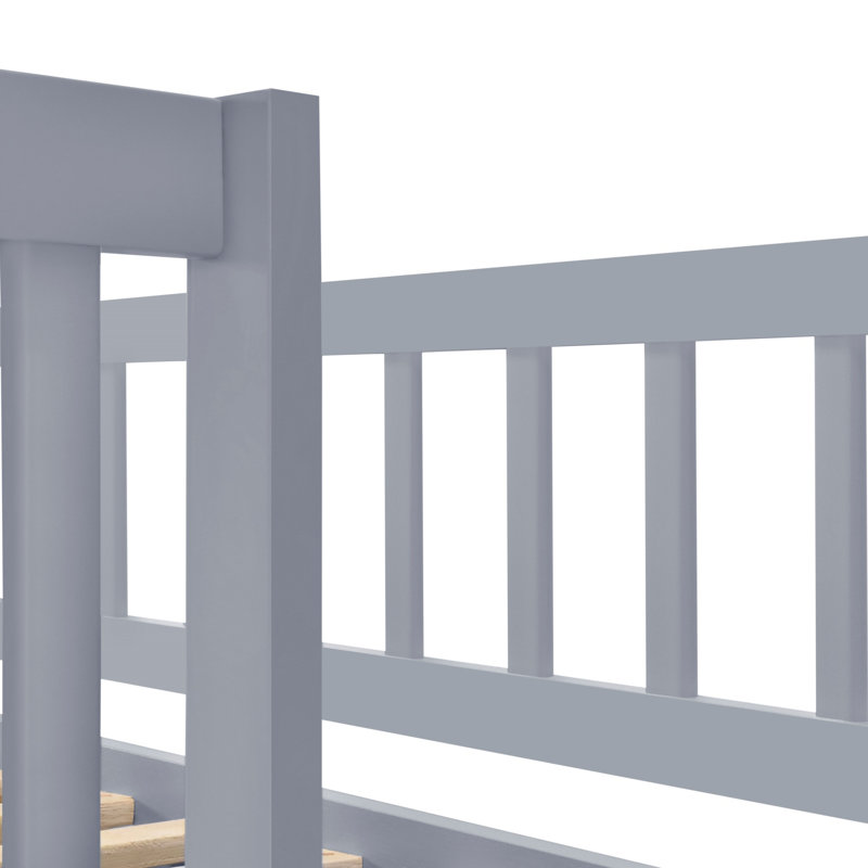 Lit superposé à escalier avec lit gigogne, offrant confort, espace et rangement pour les chambres d'enfants, Gris