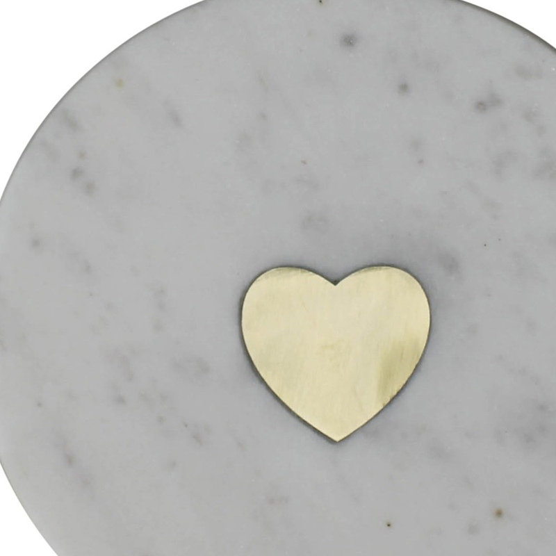 Heart Inlay Marble Serving Tray