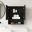 Armoire murale rayée avec portes, tablette et rangement ouvert-1739869808