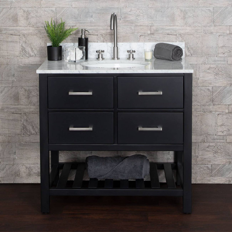 Base de meuble-lavabo simple 35 po seulement, Noir