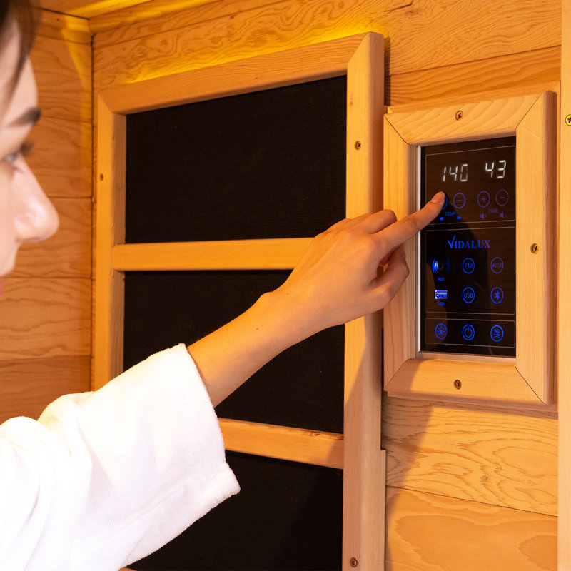 Hylivesaunas Wood Hybrid Home Sauna for 3 Person, Far Infrared & Steam Dual System Indoor Traditional Saunas, 3KW/4.5KW, 10 Heating Elements and Heating Stove, Speaker, Oxygen Bar, Water Bucket, Rocks, Hemlock