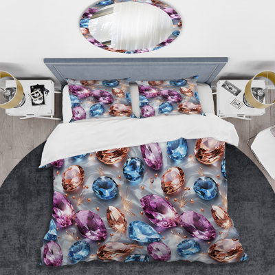 Ensemble de housse de couette en cristal rose et bleu Glamour Brilliance - Glam