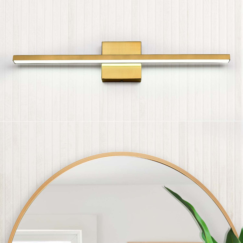 Barre d'éclairage de salle de bain moderne 23,6 po 1 lumière DEL à intensité variable 12W, Doré