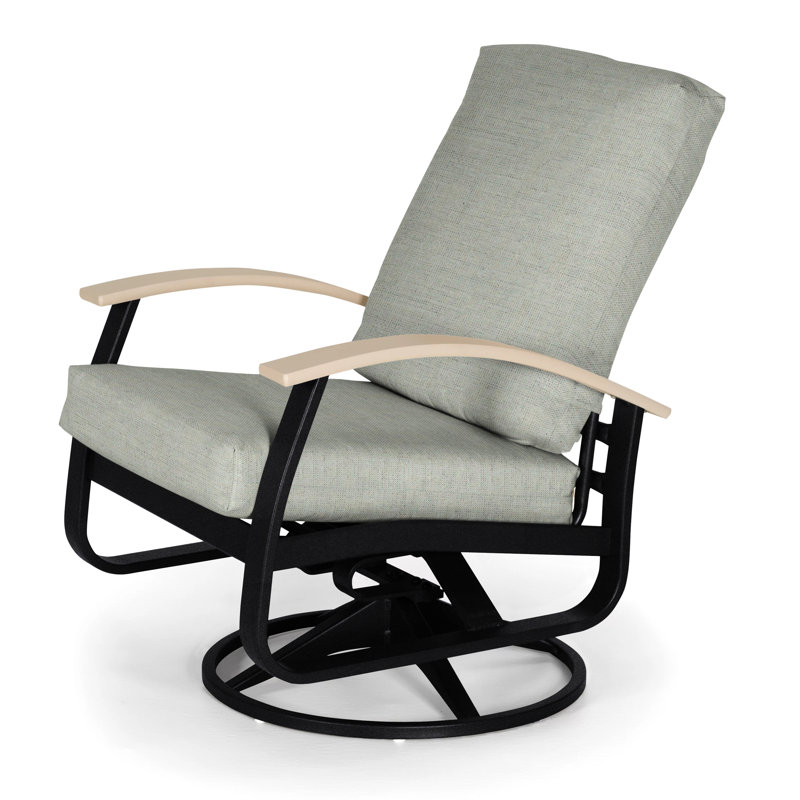 Belle Isle Outdoor Swivel Lounge Chair, Canvas Air Blue Sunbrella® Canvas, White P50, Textured Black