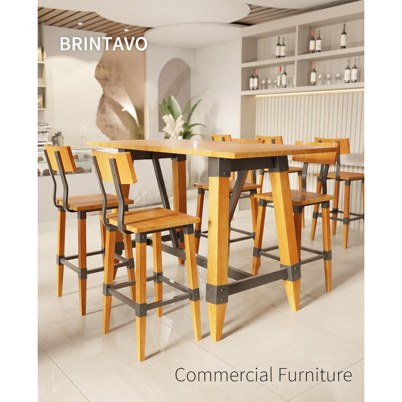 Counter Stool with Solid Wood Frame