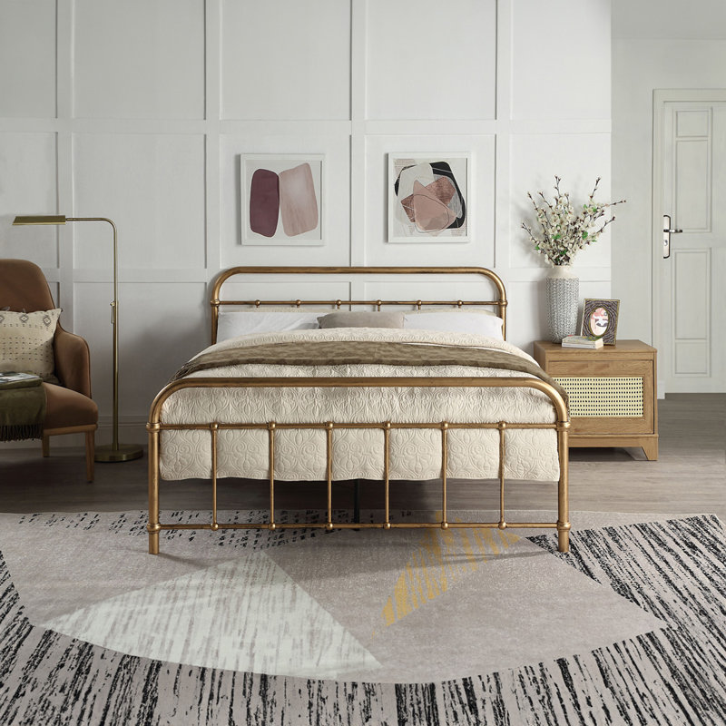 Metal Bed, Small Double (4'), Brass