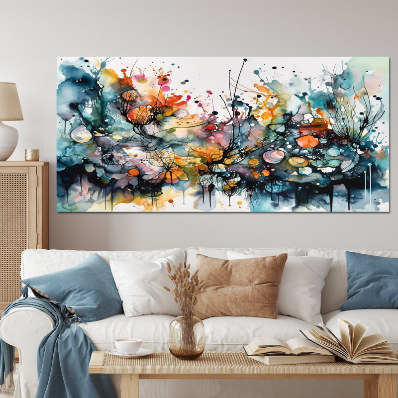«Boho Dance II» captivant - art mural abstrait pour le salon, Toile tendue, H 28 po x l 60 po, No Frame