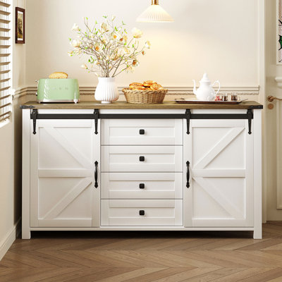 55" Wide 2 - Door 4 - Drawer Credenza Office Storage Cabinet