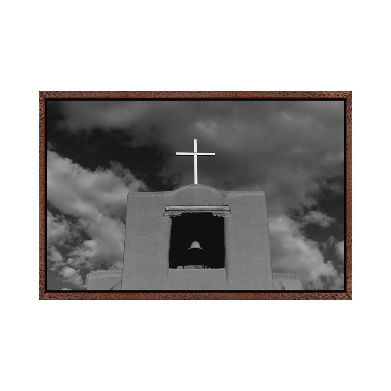 Santa Fe's San Miguel Chapel II by Bethany Young - Print on Canvas, Classic Brown Wood Framed