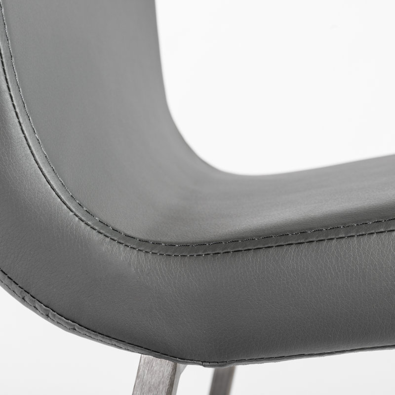 Tabouret de bar et de comptoir Folkston, Similicuir gris, Tabouret de comptoir (siège d'une hauteur de 26 p, Gris