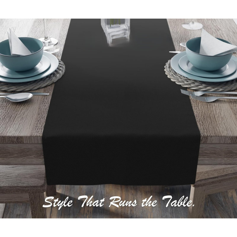 Table Runner - Black Table Runners for Dining Table 33cm x 240cm - 100% Cotton, Durable, and Wrinkle-Resistant Stitching, Ideal for Christmas Party Decoration