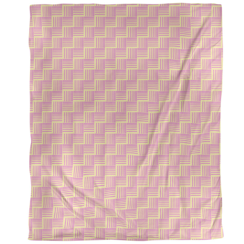 Housse de couette simple à rayures baskettressées, Housse de couette pour très grand lit, Jaune/rose, Microfibre