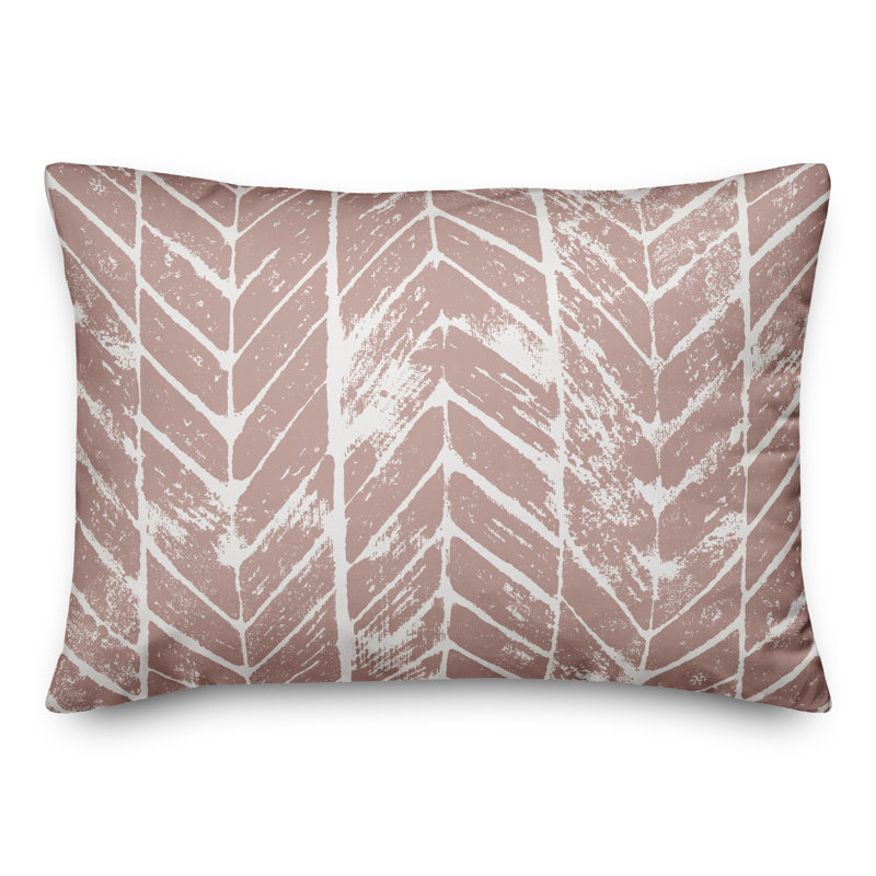  Distressed Chevron Lumbar Pillow, Blush