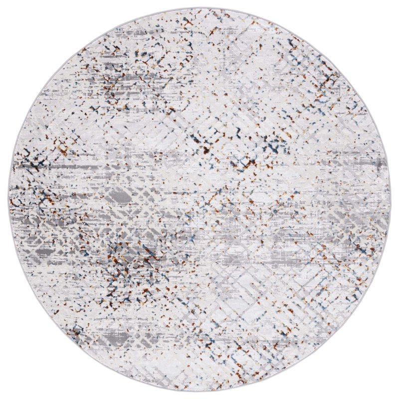 Tapis gris / gris clair Minyard 275, Rond 6 pi 7 po