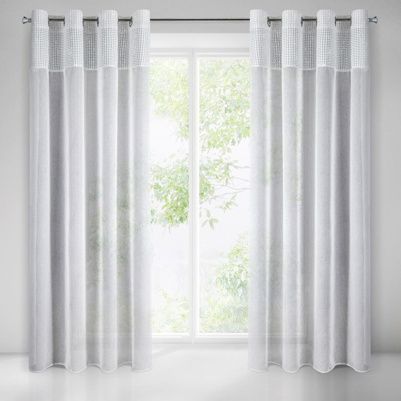 Katel Eyelet Sheer Curtain, White