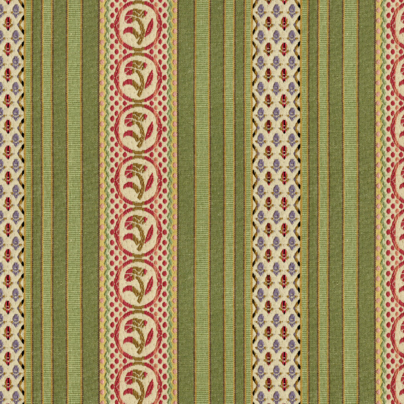 Rayure Fleurette Cotton Blend Fabric, Willow