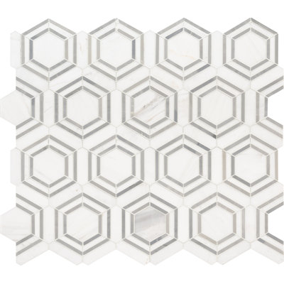 Ackland Lattice Fog Geometric 11 in. x 13 in. Polished Marble Mosaic Floor and Wall Tile