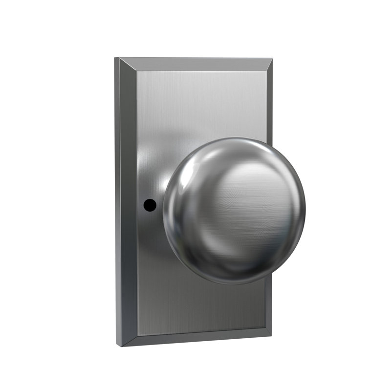 Bouton d'intimité Bravura 906-G1 Macon sur rosette rectangulaire biseautée en nickel satiné