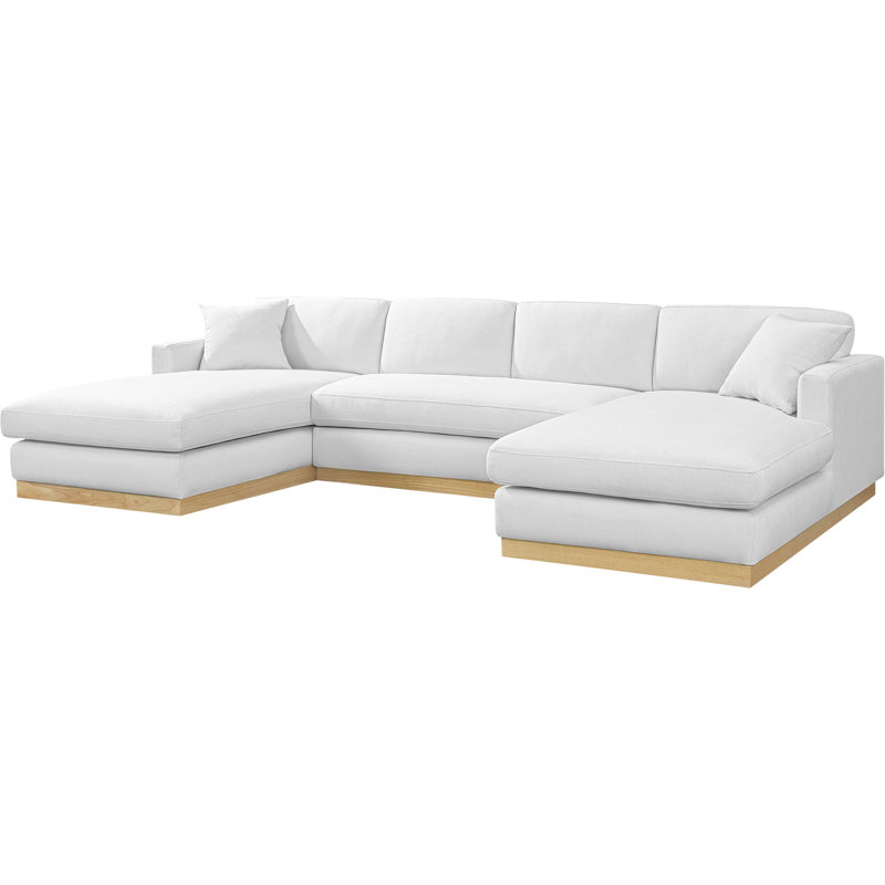 Huyen Upholstered 127'' Sofa, White Linen Textured Fabric