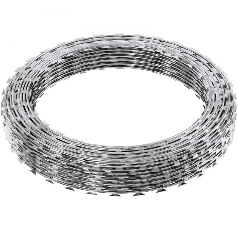 Galvanized Double Spiral Razor Wire Fence Set, 98 ft Coverage