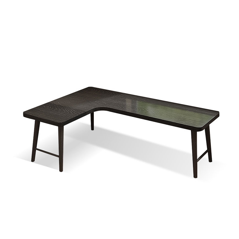 Black Rectangular Solid Wood desks, Left Hand Return, 29.53" H x 70.87" W x 47.24" D