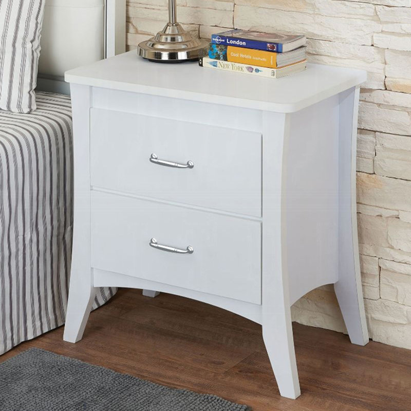 Table de chevet en bois MDF avec 2 tiroirs