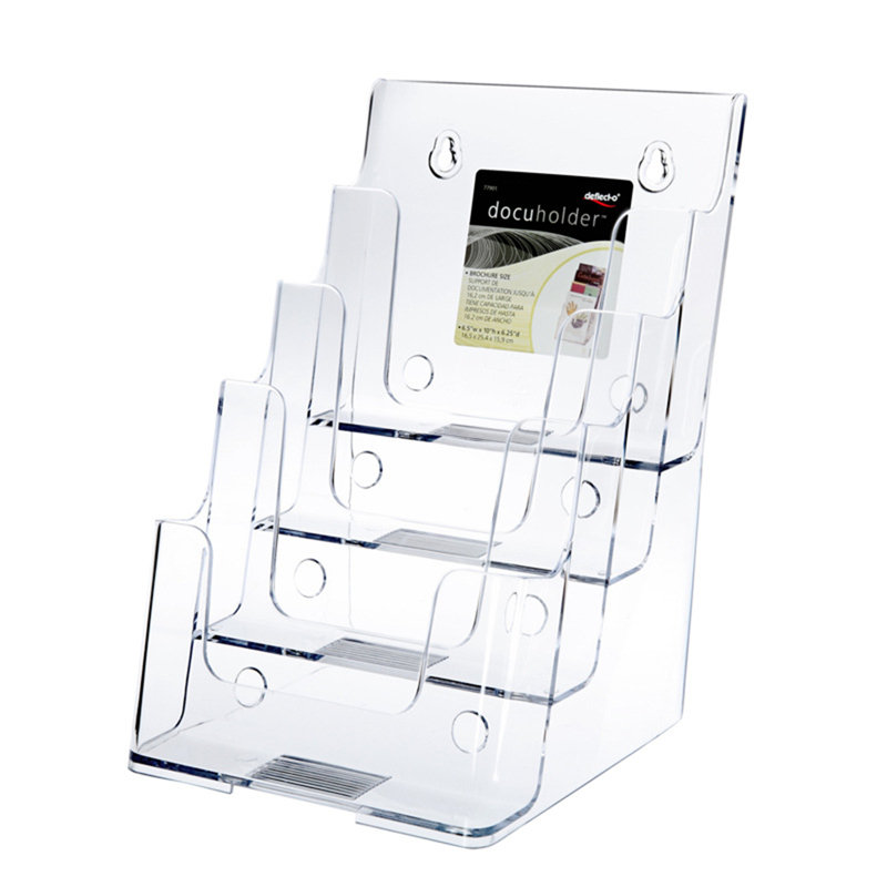 4 Tier Leaflet Holder Bi-fold 6" Literature Holder Clear Acrylic Wall Mountable