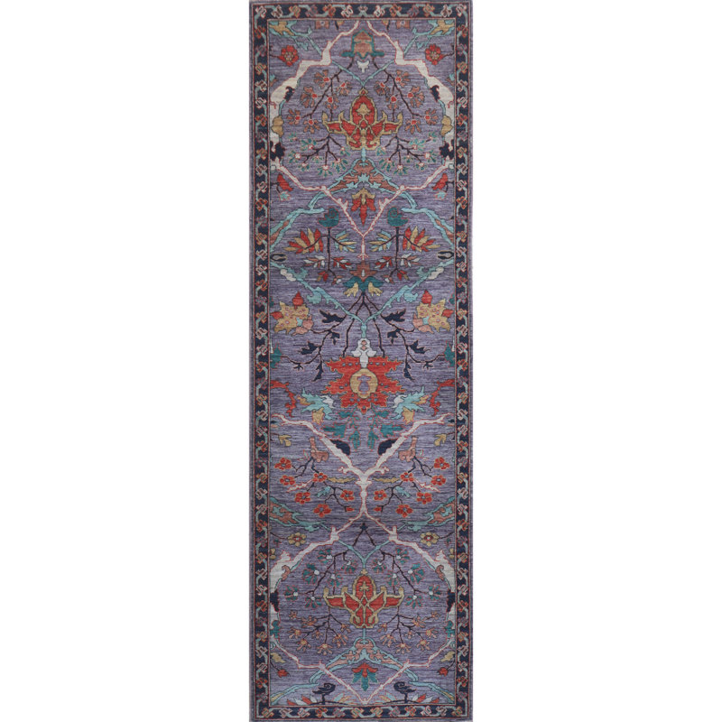 Hand Knotted Wool Area Rug in Violet