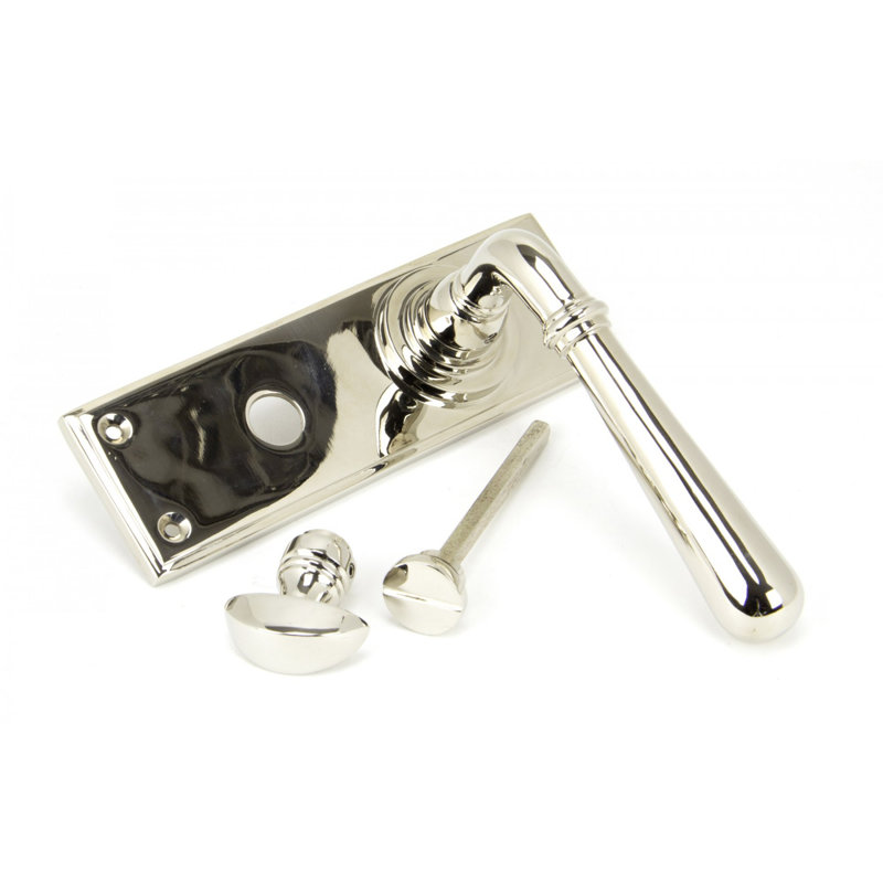 Newbury Lock Door Handle Kit, Polished Nickel