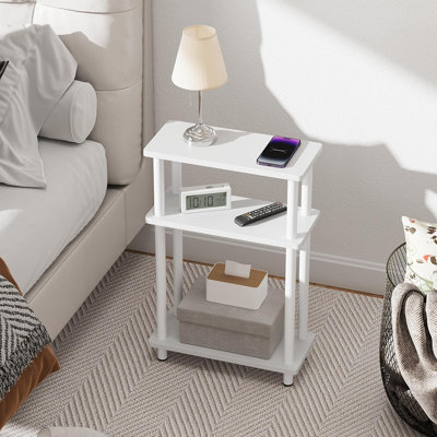 Small Narrow Side Table, 3-Tier Skinny End Table For Small Spaces, Slim Nightstand With Storage Shelf, Bedside Table For Living Room, Bedroom