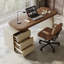 Bureau rectangulaire à 3 tiroirs en bois manufacturé brun noisette + kaki-920743577