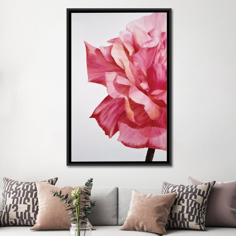 « rose double i », impression sur toile, H 26 po x l 18 po x P 1,5 po, Toile avec cadre noir, Pas de tapis