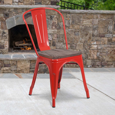 Kewaunee Metal Stackable Chair with Wood Seat