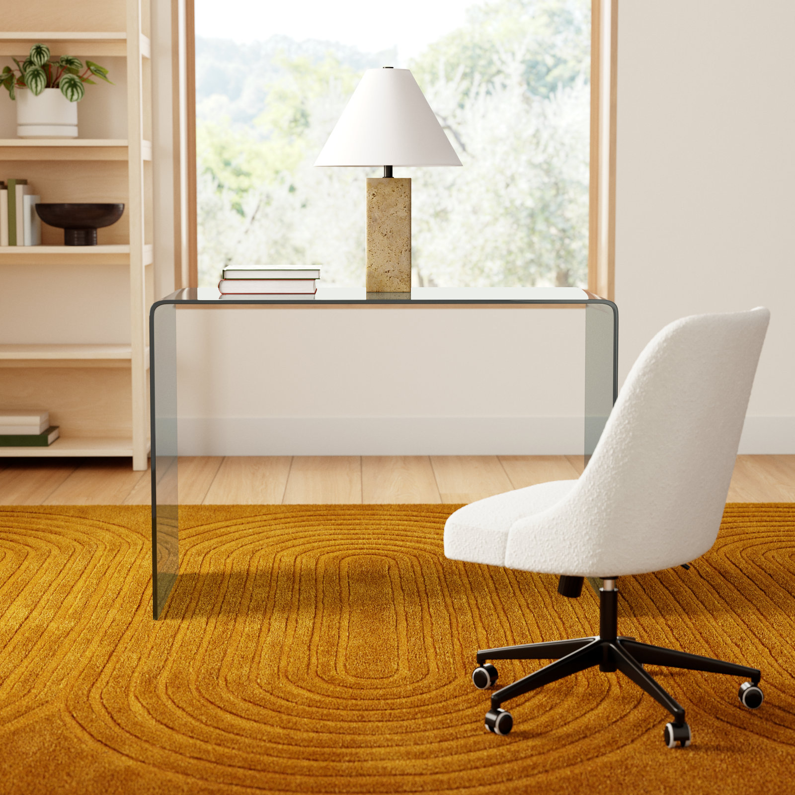 Alberty Writing Desk, Clear, 30" H x 43.29" W x 21.69" D