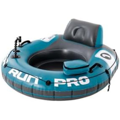 River Run 1 Pro Inflatable Floating Lounge: Gopro/Phone Mount – Built-In Cup Holder And Storage Compartment – Durable Grab Handles – Easy-To-Use Connectors – 220Lb Weight Capacity