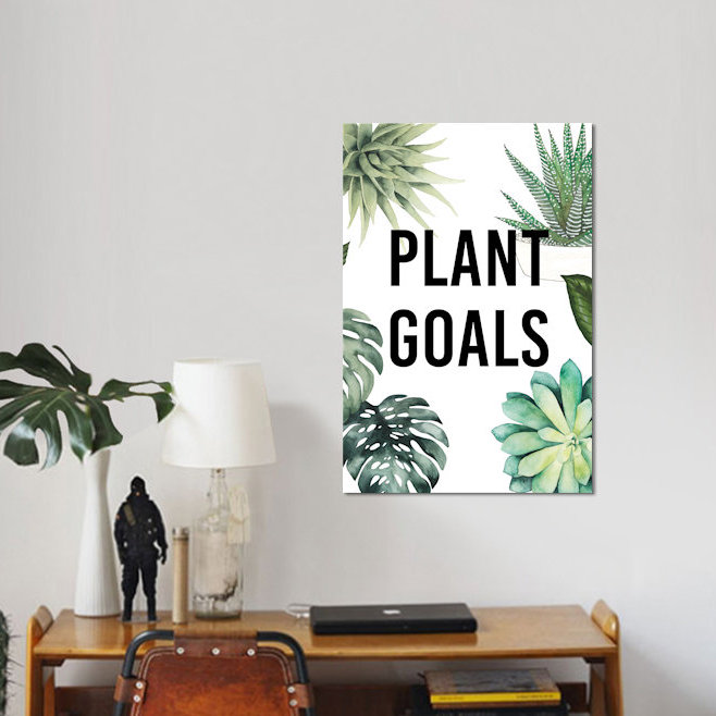 « plante love ii », art textuel sur toile tendue, H 60 po x l 40po x P 1,5 po, Toile avec cadre noir, Pas de tapis