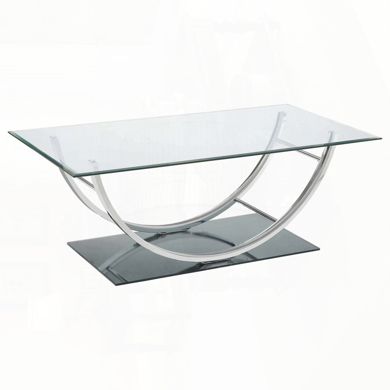 Table basse en U en verre avec finition chromée