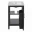 Meuble-lavabo noir de 20 pouces avec lavabo en céramique, porte à fermeture en douceur et tablette réglable en forme de U pour les petites salles de bain-116452222