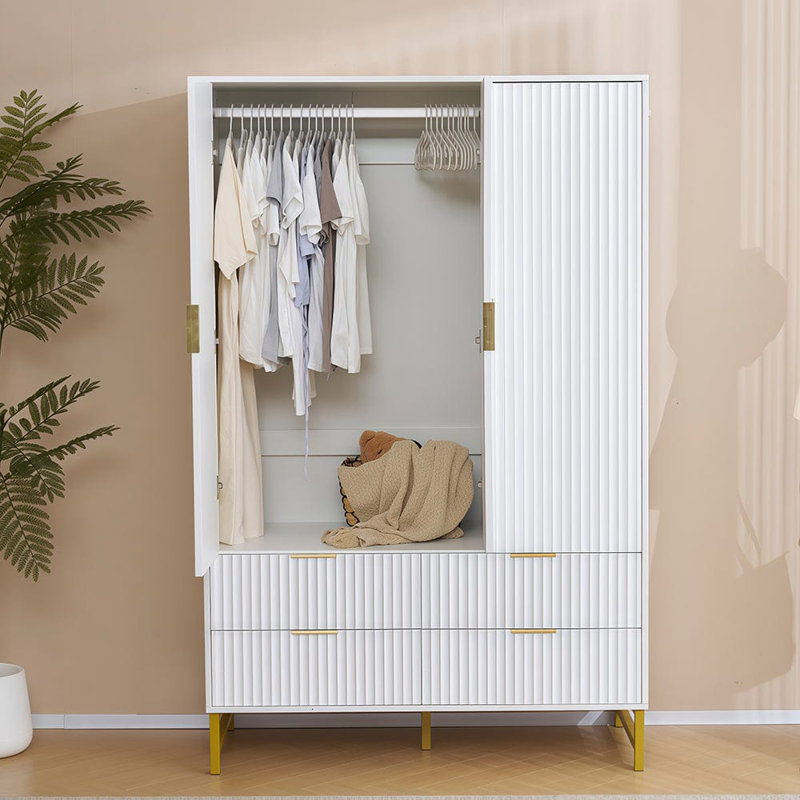 3 Door Manufactured Wood Wardrobe, White